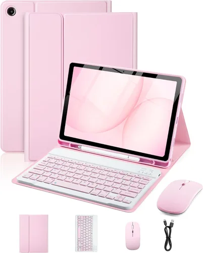 Vista 9 de Funda de teclado para Samsung Galaxy Tab A9 Plus de 11.0 pulgadas (SM-X210/X215/X216/X218), teclado desmontable recargable con cubierta de puerto