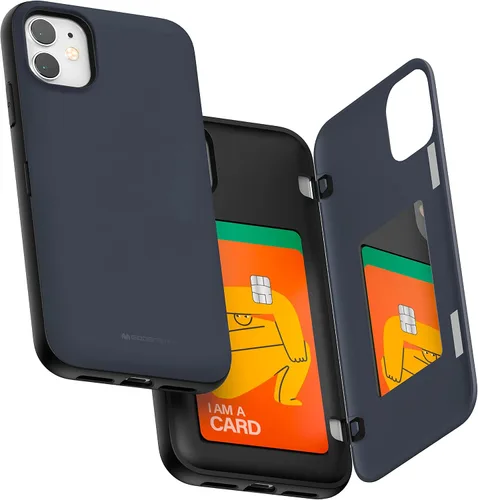 Vista 8 de Carcasa Goospery tipo cartera para iPhone 11, con funda para tarjetas, carcasa de teléfono con protección dual con capa antigolpes, IP11-MDB