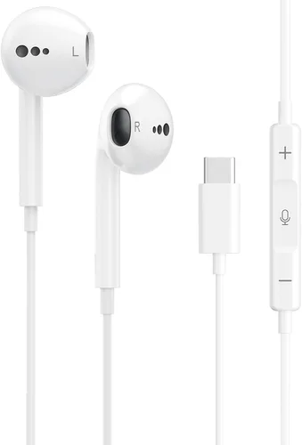 Vista 8 de Auriculares USB C para iPhone 17 16 15, auriculares con cable USB C con micrófono y control de volumen, para auriculares Apple con cable