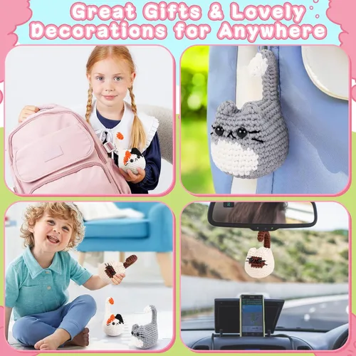 Vista 6 de Kit de ganchillo para gatos para principiantes, 3 piezas, kits de ganchillo para gatos, regalos de agradecimiento para profesores para mujeres, kit