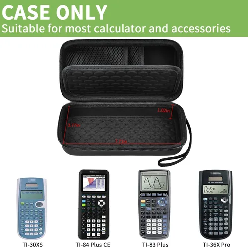 Vista 2 de ALKOO - Funda rígida para calculadora Texas Instruments TI-84 Plus CE, solo Funda de EVA con doble panel de amortiguación, 3 trabillas