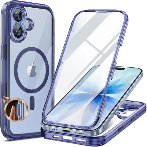 Vista 122 de Miracase - Funda magnética para iPhone 13 Pro Max de 6.7 pulgadas (compatible con MagSafe), transparente, completo, protector de pantalla de vidrio