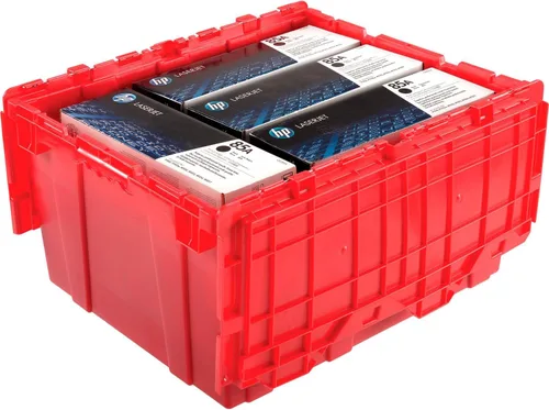 Vista 3 de Monoflo Contenedor de distribución industrial global con tapa abatible 23-3/4x19-1/4x12-1/2 rojo