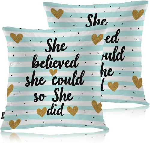Vista 10 de Swono Juego de 2 fundas de almohada decorativas para el hogar de 18 x 18 pulgadas, diseño abstracto de color negro y amarillo, para sala de estar