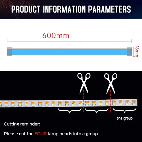 Vista 2 de Vilihkc 2 unids LED DRL Coche Correr Luz Flexible Impermeable Tira Auto Faros Blanco Señal Giratorio Amarillo Flujo de Freno Luces 12V