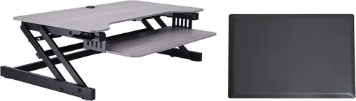 Vista 12 de Rocelco - Convertidor de escritorio para trabajar de pie con altura ajustable de 32 pulgadas - Bandeja retráctil deslizable - Elevador de monitor