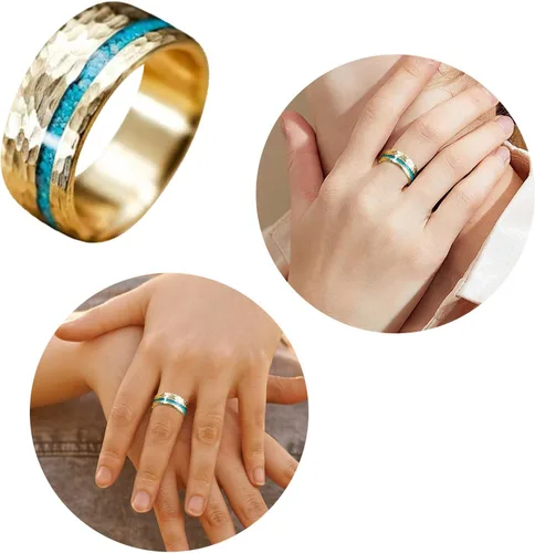 Vista 2 de Alianzas de compromiso de boda para mujer, anillo de aleación para hombre, regalo de cumpleaños de Navidad