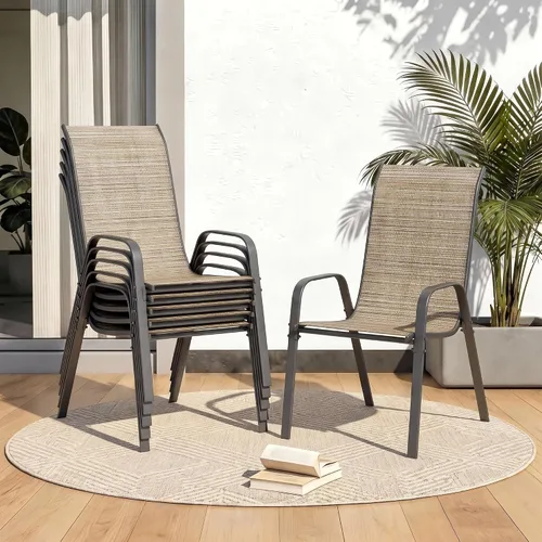 Vista 12 de MAMIZO Sillas de comedor para patio, silla Teslin apilable para todo tipo de clima, juego de sillas transpirables resistentes al aire libre