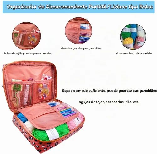 Vista 6 de Mdoker Kit de ganchillo de 100 piezas con hilo y accesorios de tejer, kit completo de tejido para principiantes que incluye ganchos de ganchillo