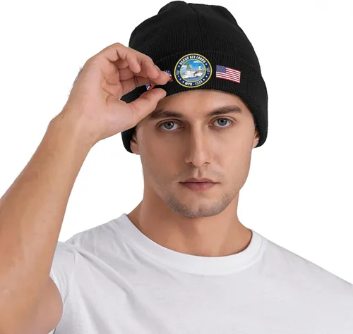 Vista 7 de Uscgc-Key-Largo-Wpb-1324 Beanie Cap Skull Caps Striped Knitted Pullover Hat Winter Warm Hat