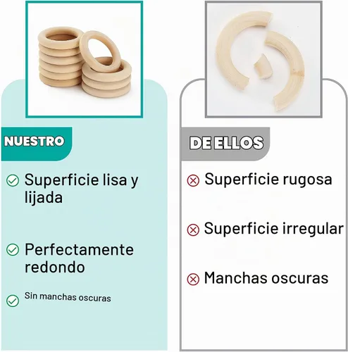 Vista 4 de Mr. Pen Anillos de madera de abedul, 2.7 pulgadas, paquete de 10, anillos de madera para manualidades