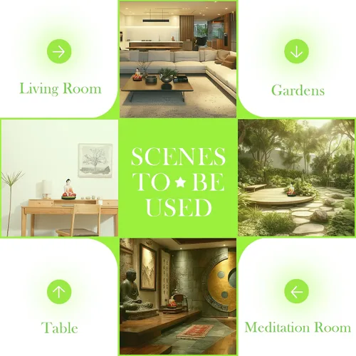 Vista 4 de FENGSHUI-CAISHEN Estatua de Buda grande de cerámica superior para el hogar, figura de meditación de Buda sentado, Buda hecha a mano, Buda, Buda