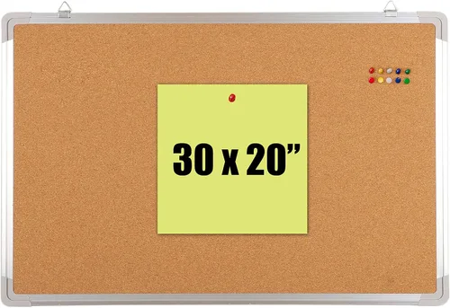 Vista 8 de Pizarrón de anuncios Thumb Tack Board, Pin Board for Wall, Corkboard Message Memo Notice Board with Hooks for Home, Office, Desk and Cubicle