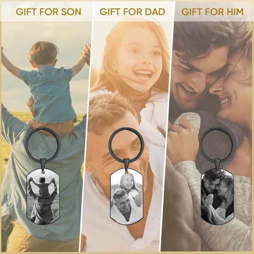 Vista 6 de VNOX Llavero personalizado de regalo para hombres, llaveros personalizados para marido, papá, hijo, regalo de San Valentín, cumpleaños, Navidad