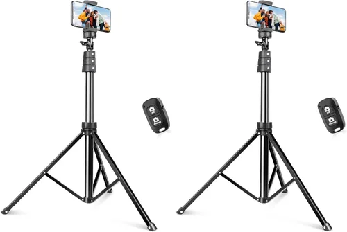 Vista 7 de SENSYNE Trípode de teléfono de 62 pulgadas y palo para selfie, soporte extensible para teléfono celular con control remoto inalámbrico y soporte