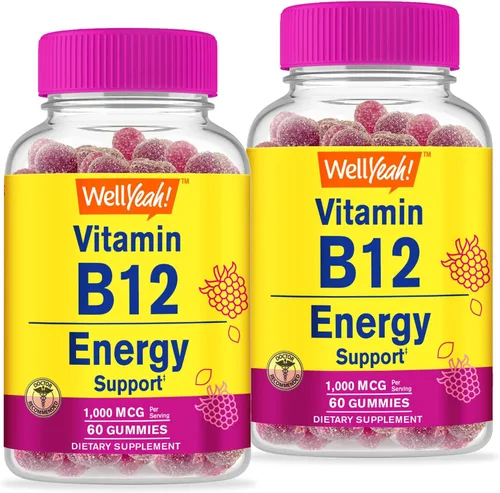 Vista 8 de WellYeah Gomitas de vitamina B12 de 1000 mcg, para energía, estado de ánimo, metabolismo y apoyo del sistema inmunológico, aptas para veganas y sin