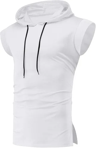 Vista 5 de Camiseta sin mangas para hombre, con capucha, para culturismo, corte muscular, sin mangas, para entrenamiento, gimnasio, entrenamiento