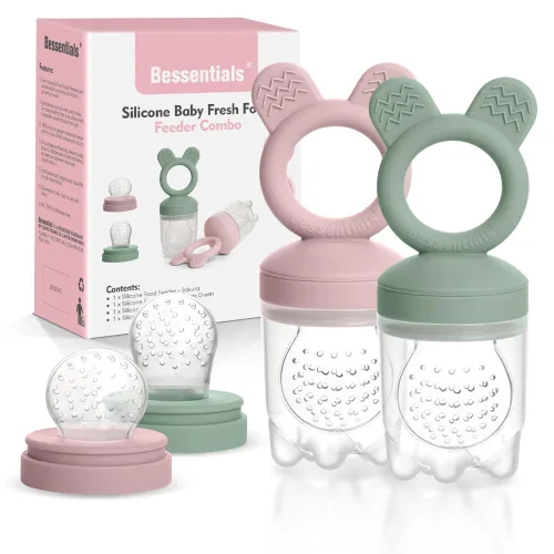 Vista 10 de Carrot Baby - Alimentador de alimentos de frutas frescas y paquete de 2 alimentadores de malla de silicona, autoalimentación segura para bebés
