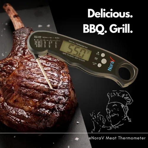 Vista 5 de NoraV Digital Dual Sonda Carne y Grill Termómetro, Pantalla LCDq (negro)