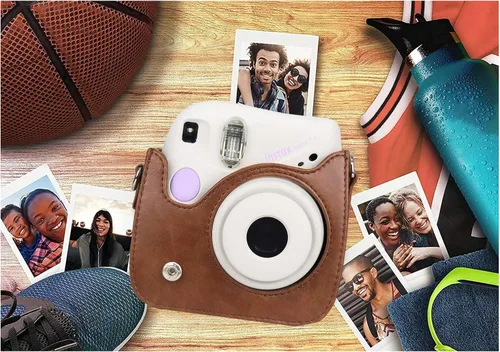 Vista 7 de Rieibi Funda de piel sintética Mini 7+, funda protectora para cámara instantánea Fujifilm Instax Mini 7+ con correa de hombro ajustable