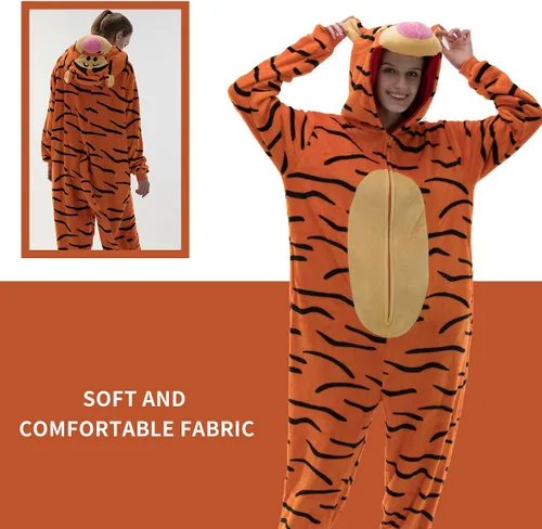 Vista 2 de COSUSKET Snug Fit Unisex Adult Onesie Pajamas, Flannel Cosplay Animal One Piece Halloween Costume Sleepwear Homewear