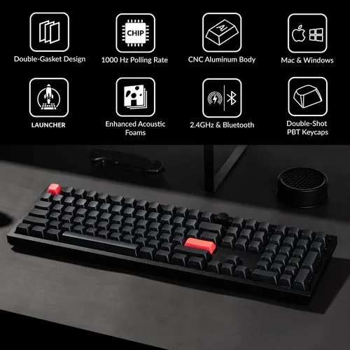 Vista 2 de Keychron Q6 Max QMKLAUNCHER Teclado mecánico personalizado con cable inalámbrico Bluetooth2.4 GHzUSB-C, perilla programable de tamaño completo