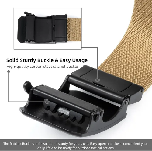 Vista 4 de Auto Lock Ratchet Belt for Men Elegant Dressing Belt Buckle 1.5" Wide Elastic Nylon Tactical Belts Thicker