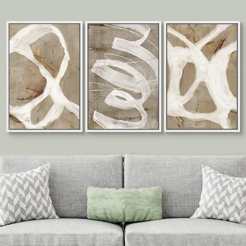 Vista 522 de SIGNWIN Lienzo enmarcado para pared, juego de arte pastel con cadena montañosa, bosque, niebla, naturaleza silvestre, ilustraciones modernas, arte