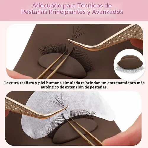 Vista 6 de 3 pares de párpados de práctica de pestañas de 2 capas para cabeza de maniquí, goma de silicona, párpados de extensión de pestañas realistas Oscuro