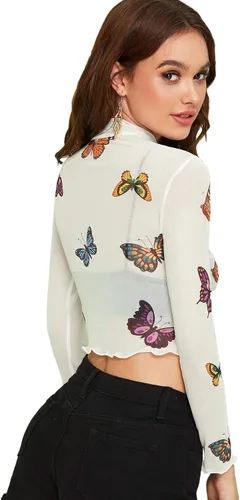 Vista 2 de SweatyRocks - Camisa de manga larga con cuello de ángel, diseño de ángel