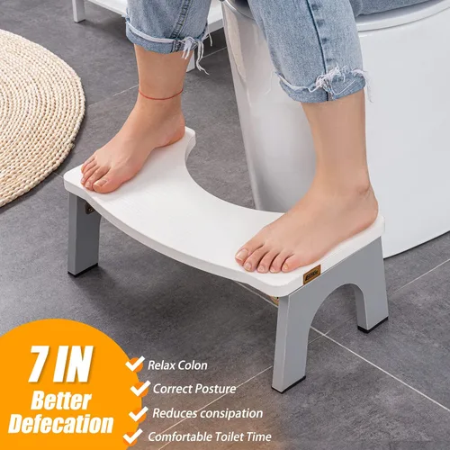 Vista 3 de Taburete de inodoro de madera, taburete plegable para adulto, taburete de madera para excrementos de 7 pulgadas por CHEAGO, taburete de inodoro