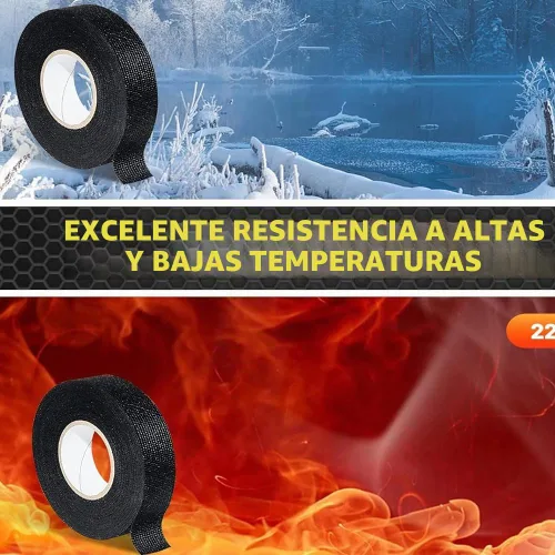 Vista 2 de 4 rollos de cinta de arnés de alambre, cinta de tela para arnés de cableado, cinta adhesiva negra para arnés de cables eléctricos de automóvil