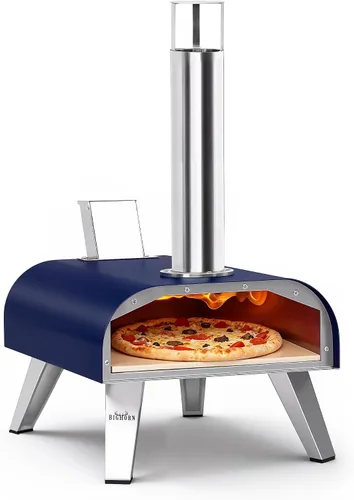 Vista 12 de BIG HORN OUTDOORS 12" Horno de piedra para pizza con leña, 475°C Horno para pizza al aire libre de acero inoxidable, portátil para uso en fiestas