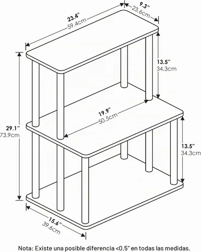 Vista 2 de Furinno Turn-N-Tube - Estantería multipropósito con exhibición y almacenamiento para impresora de 3 niveles, sin herramientas, color pino ámbar