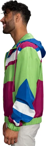 Vista 2 de Chaqueta cortavientos retro ligera con diseños coloridos de los años 80 y 90
