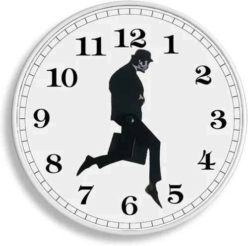 Vista 7 de TANKRIN Ministry of Silly Walks - Reloj de pared para dormitorio, cocina, sala de estar, regalo novedoso para decoración del hogar (negro)