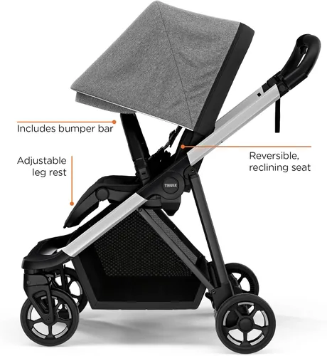 Vista 2 de Thule Cochecito de bebé Shine, características de cochecito de tamaño completo, diseño compacto y ligero, asiento reversible, cesta de Mezcla