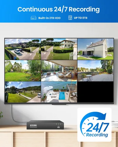 Vista 7 de ZOSI 4K PoE Sistema de cámaras de seguridad, 4 piezas 8MP Cámaras Bullet para interior y exterior con detección de personas y vehículos, conteo