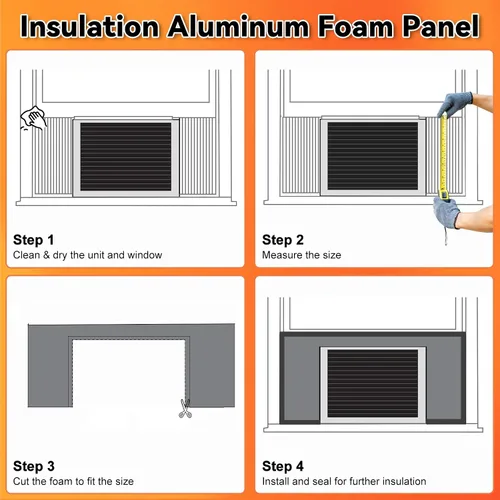 Vista 8 de GCGOODS Panel de sellado de CA para ventana de 46 x 17 pulgadas, panel de espuma de aire acondicionado de ventana con aislamiento envolvente