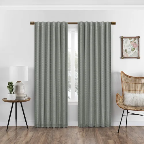 Vista 5 de ECLIPSE Absolute Zero Nora - Cortinas opacas con aislamiento térmico y bolsillo para cortinero, para dormitorio, panel individual, 50 x 95 pulgadas