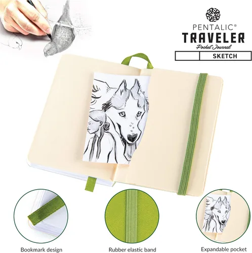 Vista 4 de Cuaderno de bocetos Travelers Dot Grid Pentalic Art, libre de ácidos