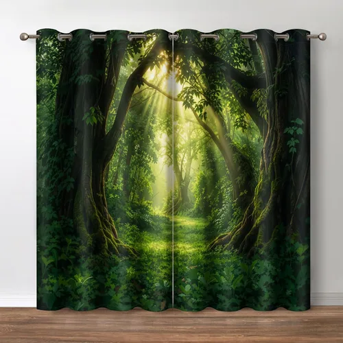 Vista 34 de Jekeno Cortinas opacas con palmeras oceánicas, playa, cielo, sol, decoración de paisaje marino para dormitorio, sala de estar, cortinas de ventana