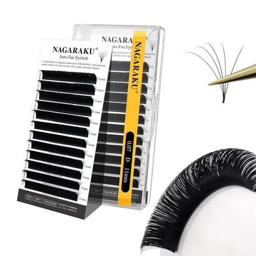 Vista 49 de NAGARAKU Easy Fan - Extensiones de pestañas prefabricadas en abanico de 3 capas, pestañas autoflorecientes de mega volumen, pestañas automáticas