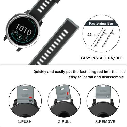 Vista 6 de ISABAKE Correa de reloj para Garmin Vivoactive 4/Venu 2/Venu 3/Gear S3 Frontier/Classic, correa de silicona de liberación rápida de 0.866 in