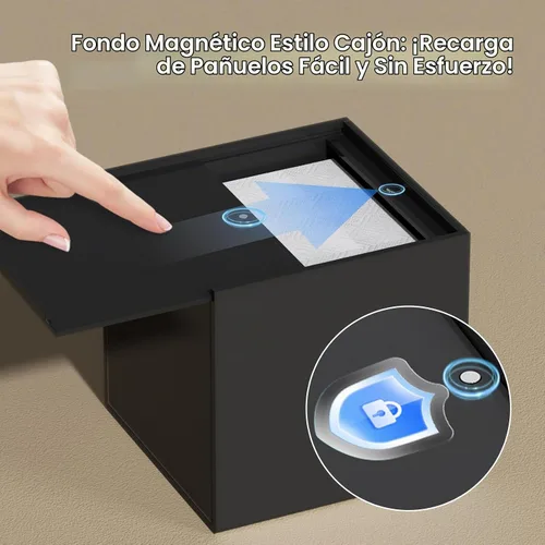 Vista 3 de FEMELI Cajas de pañuelos cuadradas de acrílico negro mate para baño