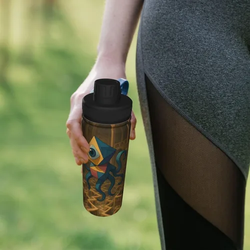 Vista 7 de Geometric Creatures - Hervidor de agua aislado de acero inoxidable Botella de agua divertida con estampado Ideal para deportes y viajes