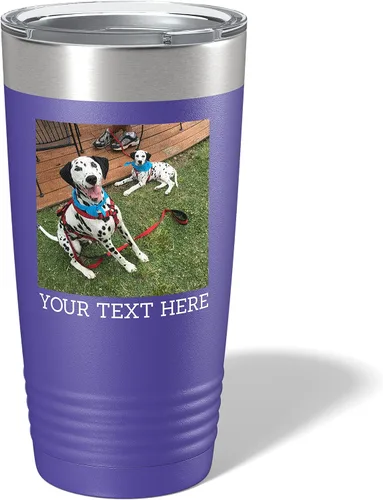 Vista 15 de Vaso personalizado de 20 onzas (17 colores) con foto impresa con aislamiento térmico de acero inoxidable recubierto de polvo con tapa, regalo