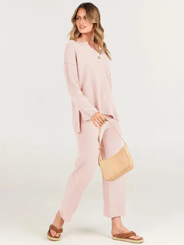Vista 5 de ANRABESS Conjunto de 2 piezas para mujer, conjunto de suéter holgado holgado de punto de gran tamaño, conjunto de ropa de descanso a juego de moda