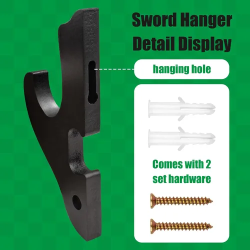 Vista 4 de Soporte de Pared Montaje para Espada Gancho de 1 Nivel Soporte de Katana Ajustable Colgador de Exhibición para Espada Samurái Tanto Rapier Sable