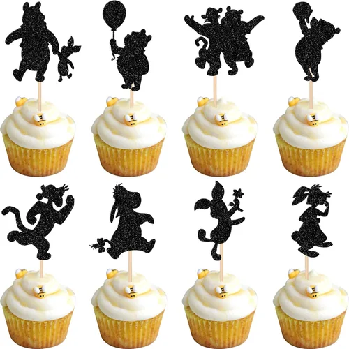 Vista 11 de 24 PIEZAS Oso de Peluche con Texto "We Can Bearly Wait" Adornos de Cupcake con Purpurina, Globo Oso para Revelación de Género, Adornos de Baby